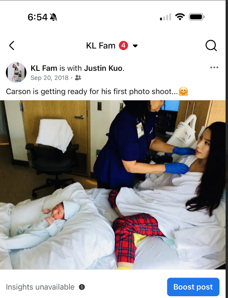 Kelly with newborn son Carson, September 2018